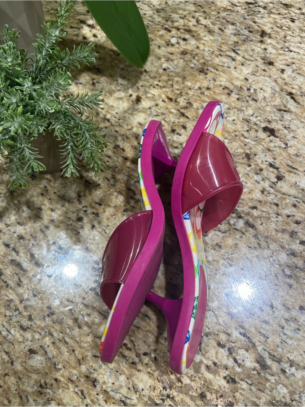 Coach Scribble Signature Pink Jelly Kitten Heel Slide Sandals 10M - Picture 8 of 11